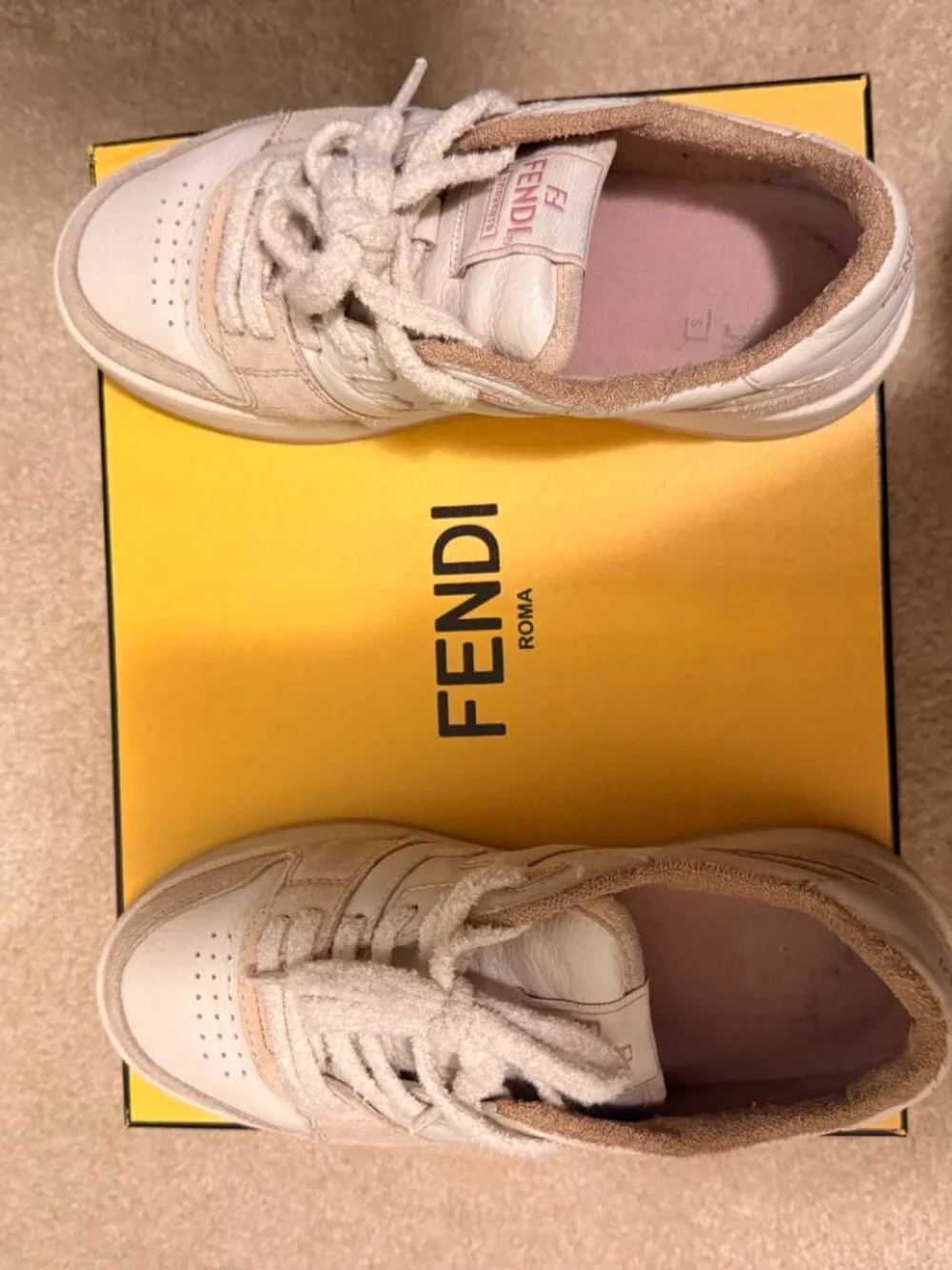 FENDI Match Low Top Sneakers Pink & Cream Suede Women's size:38